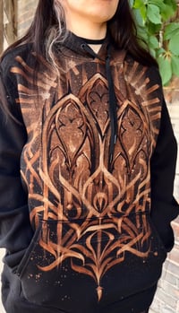 Image 3 of “Gothic Window” Calligraphy Hoodie -Handpainted bleach art on unisex hoodie - size L - 1of1