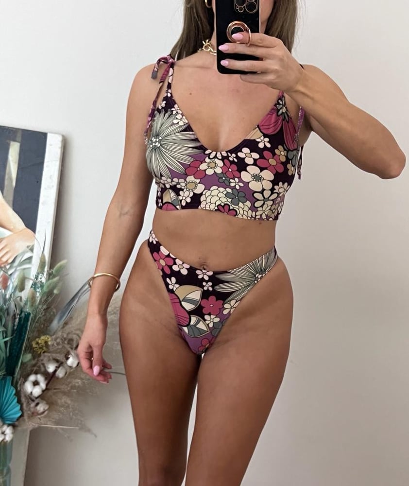 Image of Retro Floral Tie Cami Bikini