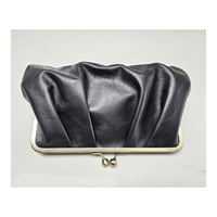 Image 3 of Pleated Leather Clutch Black