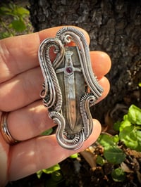 Image 1 of Large Sword Garnet Hybrid Sterling Silver