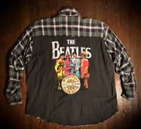 Upcycled “The Beatles/Sgt. Pepper” t-shirt flannel