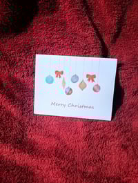 Image 1 of Hand-Embellished Christmas Ornament Card 6-Pack | Merry Christmas | Holiday Card $20