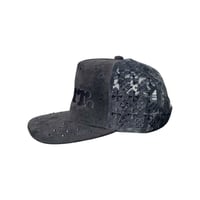 Image 2 of BERR LOGO SUEDE RHINESTONE SNAPBACK {BLACK}