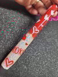 Image 2 of Red&White Glitter Heart Gel Pen