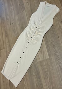 Cream gold button midi dress