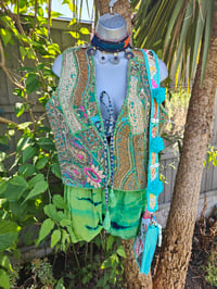 Image 1 of Mykonos Jewelled Waistcoat -  Green 6-8 UK  