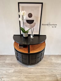 Image 9 of Large Mid Century Luxury Sideboard Nathan | Curved Teak Sideboard Black | 4 Walnut Drawers 