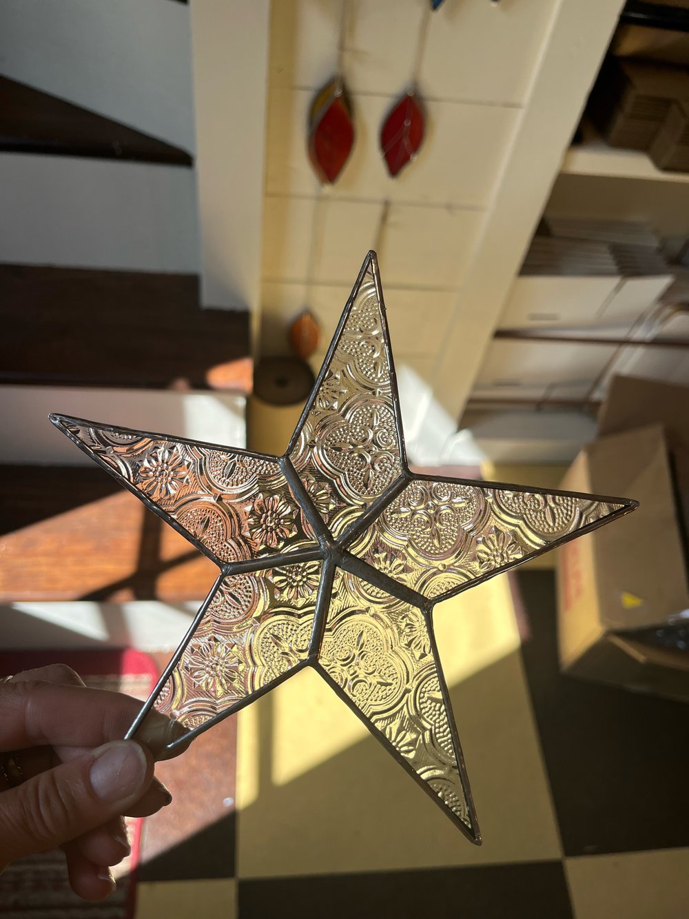 Image of Clear Vintage Star- stained glass