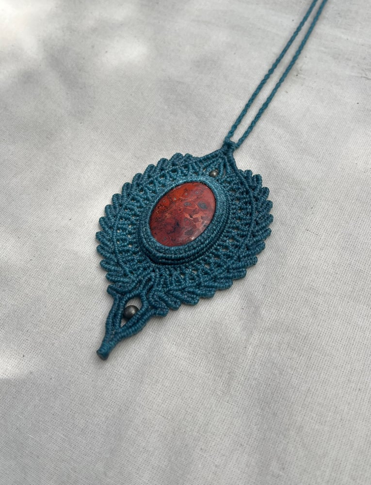 Image of Macrame necklace with jasper stone