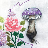 Image 3 of Purple thread drawn fungi brooch