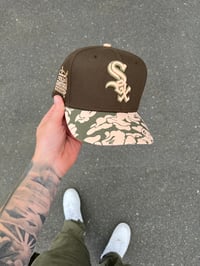 Image 1 of  PEACH BRIM EARTH TONES CHICAGO WHITE SOX CUSTOM FITTED CAP