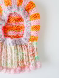 Image 3 of Sofie and Iris Striped Orange, Light Pink, Light Lavender and Pastel Multi Color Mohair Balaclava