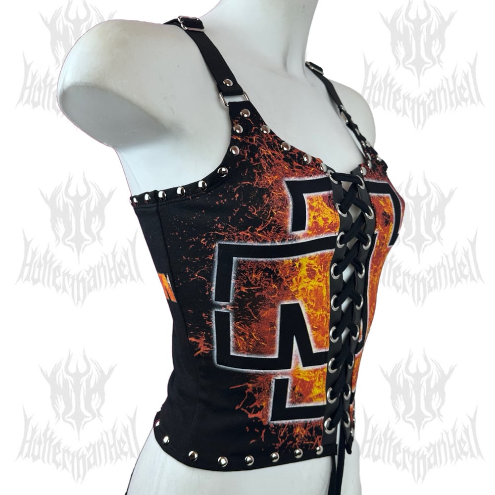 Rammstein "Lava Logo” Lace-Up Top (SIZE S)