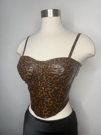Image 3 of Jessica Cheetha Leather Bustier Top