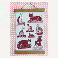 Image 1 of Staffordshire Figure Cats Risograph Print