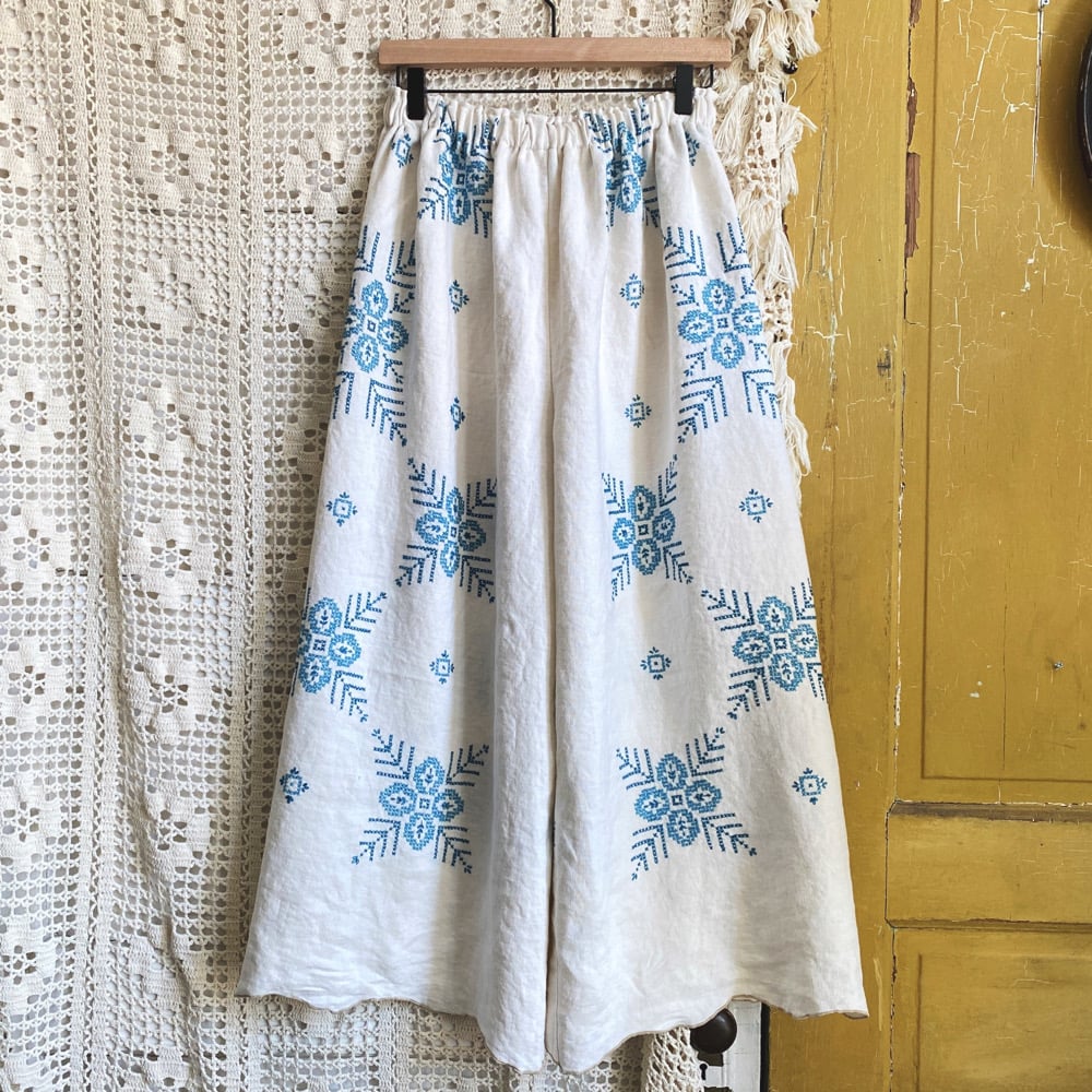 Image of Blue Star Linen Tablecloth Granny Pants