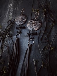 Image 2 of Copper & brass bone fringe earrings 