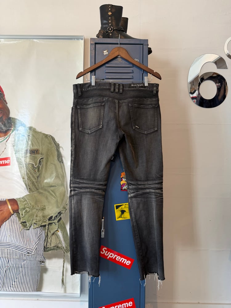 Image of Balmain Moto Biker Denim