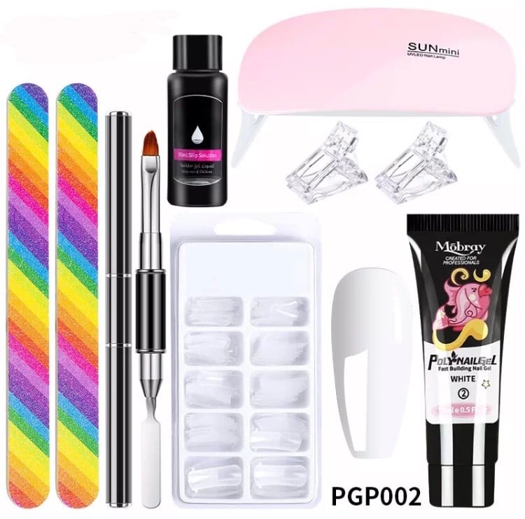 Amazon.com : VANREESA Poly Nail Gel Kit 9 Colors Poly Nail Gel White Pink  Clear Black Poly Extension Gel Nail Kit 25 Pcs Poly Nail Gel Kit Starter Kit  with Manicure Tools