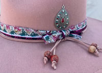 Image 4 of Blush Pink Fedora Hat  Multi Print & Charm Band
