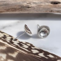 Image 2 of Handmade 10mm Hole Concave Sterling Silver Stud Earrings 