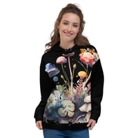 Image 1 of Colorful Neon Mushroom Watercolor Mycology Unisex Hoodie