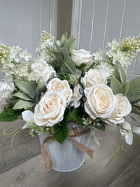 Image 1 of MIXED BUCKET BOUQUET- WHITE