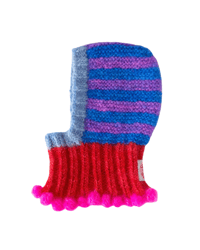 Image 1 of Sofie and Iris Striped Lilac, Blue, Red and Light Blue Mohair Balaclava