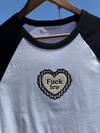 Image 3 of Fuck Ice- Gingham Scalloped Heart Baby Tee
