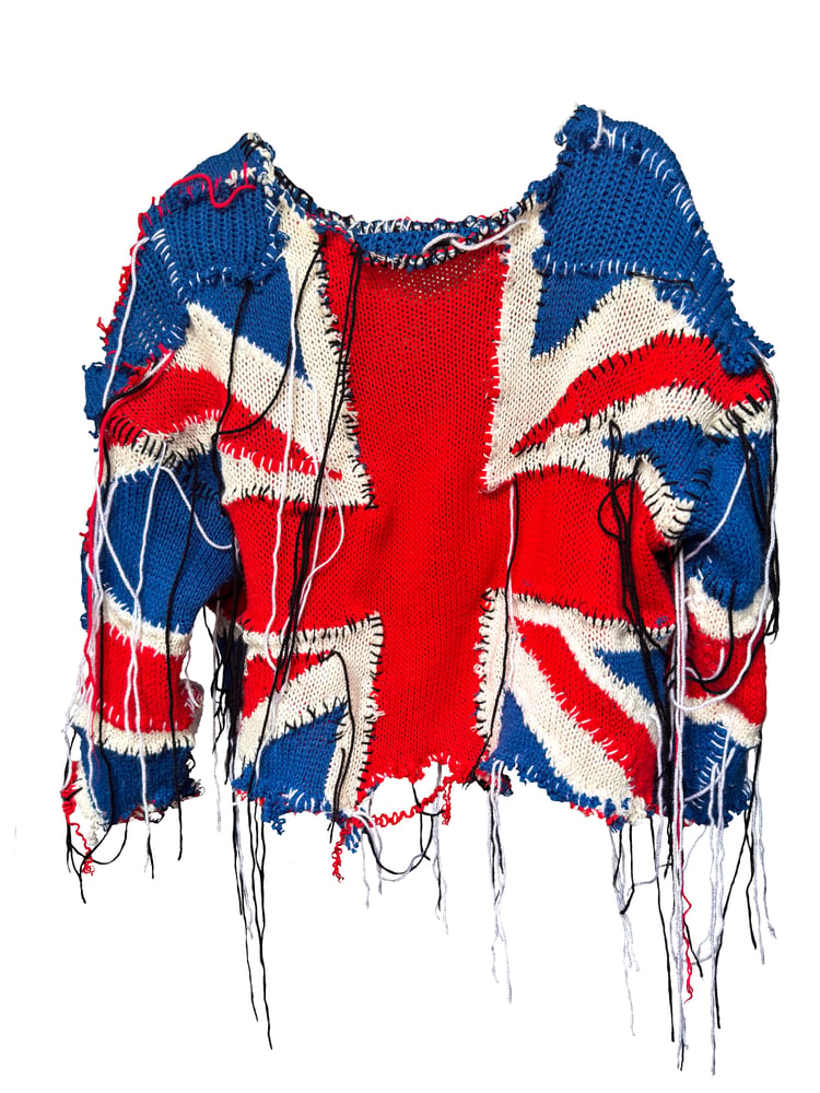 Image of GOD SAVE THE UK DISTRESSED JUMPER 