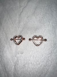 RoseGold Heart Nipple Piercing 