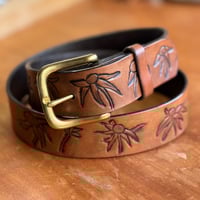 Image 1 of ANTIQUE BROWN FLANNEL FLOWER BELT