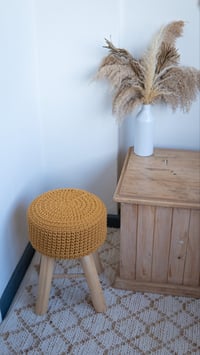 Image 4 of Crochet Foot Stool | Mustard 
