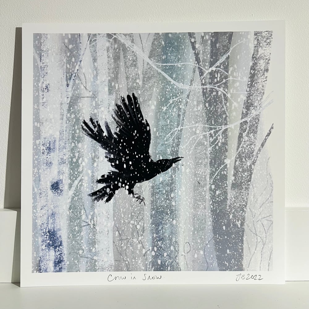 Image of Crow in Snow - Archive Quality Print