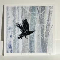 Image 1 of Crow in Snow - Archive Quality Print