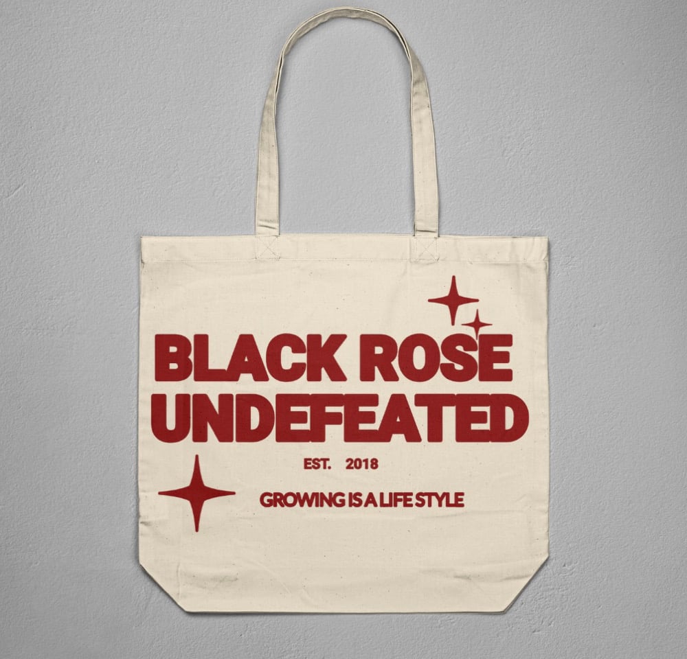Image of black rose tote bags 