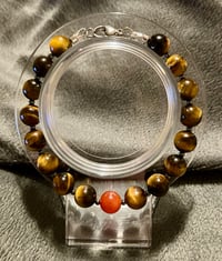 Image 1 of Tiger Eye and Carnelian with Hematite - Size 7.0