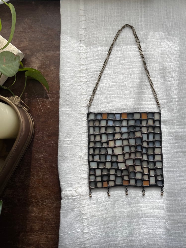 Image of Blue / gold square tapestry 