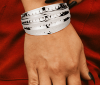 Image 1 of Silver Hammered Metal Bangle Bracelet