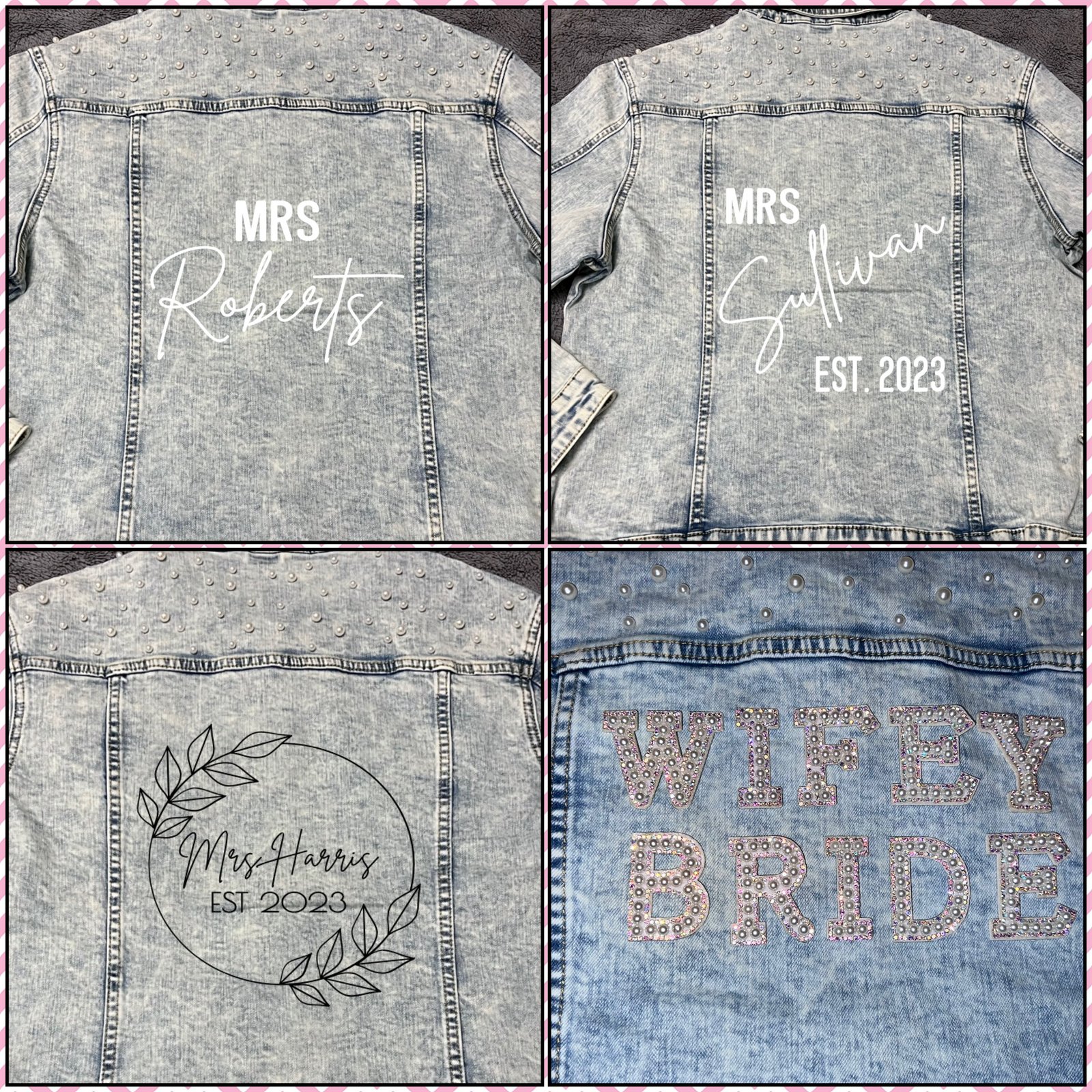 Wifey/Bride Denim Jacket With Pearls | K's Kustoms