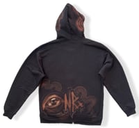 Image 3 of “COURAGE” CUSTOM BLEACH PAINTED ZIP UP HOODIE SIZE MEDIUM