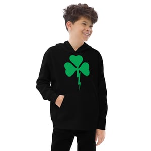 Image of Shamrock Lightning Bolt Kids Fleece Black Hoodie