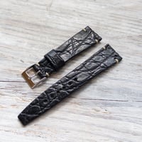 Image 3 of 20mm Two Stitch Crocodile Strap In Black
