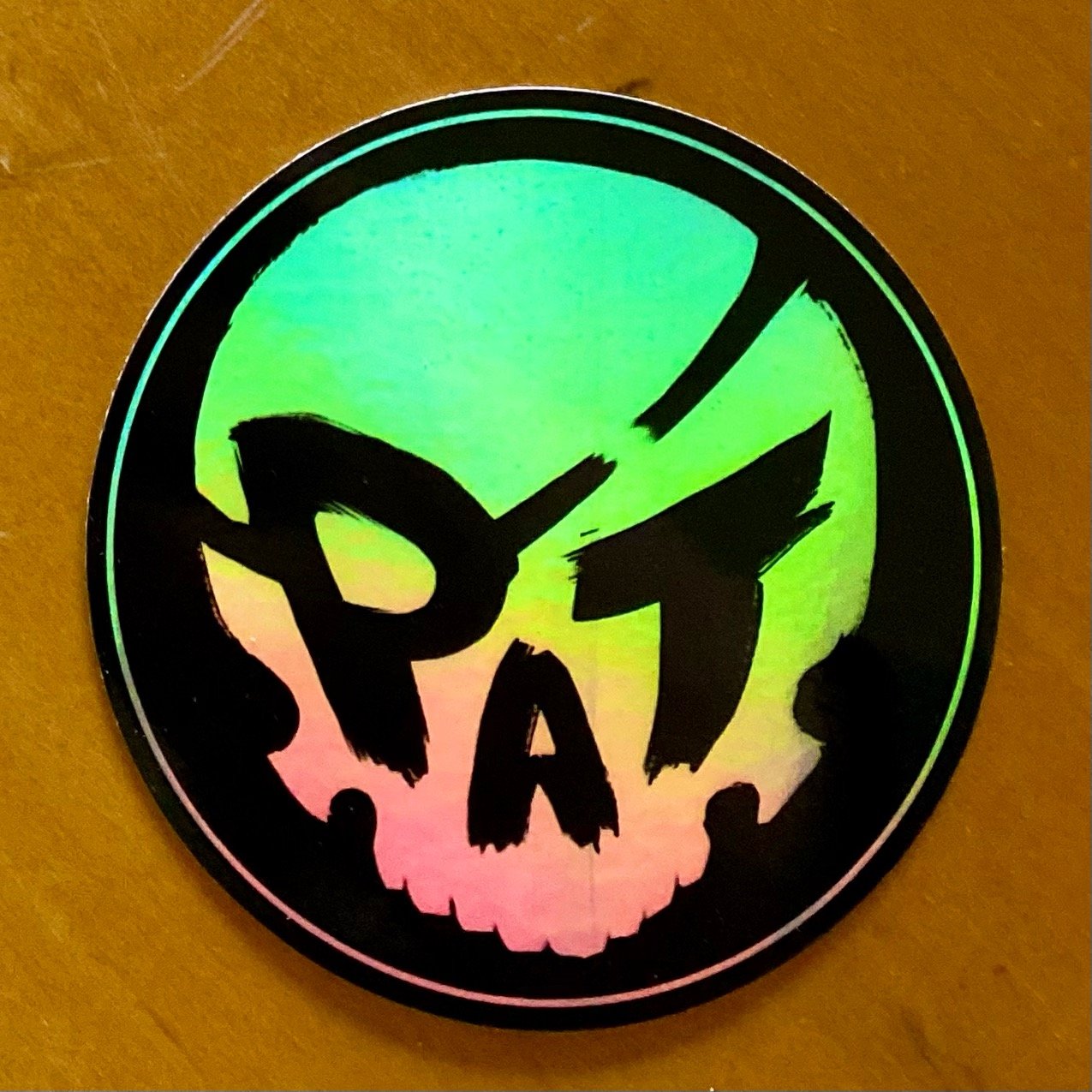 Image of PAT-SKULL! SHORT-BOX HOLO-FOIL STICKER