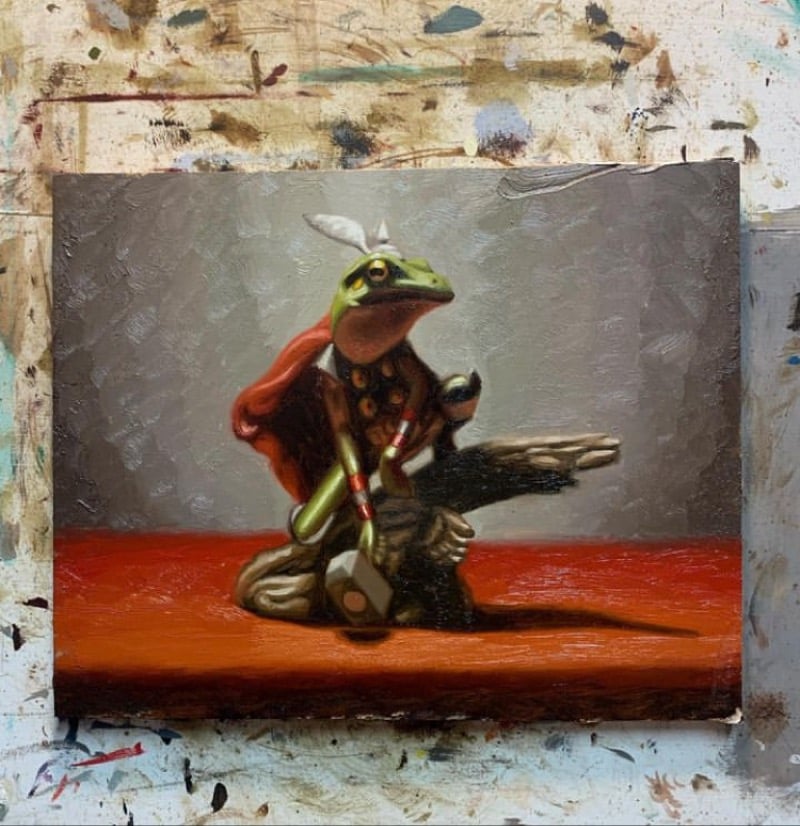 Image of Thor Frog Original Oil on Wood