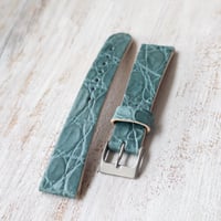 Image 1 of 19mm Crocodile Strap - Cyan Stitchless