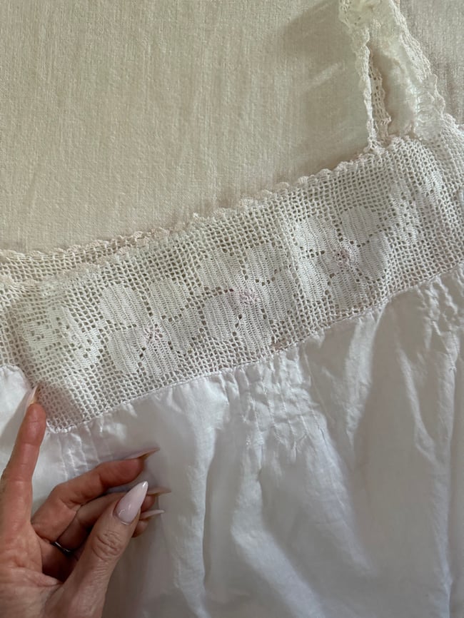 edwardian cotton and crochet floral camisole corset cover tank top