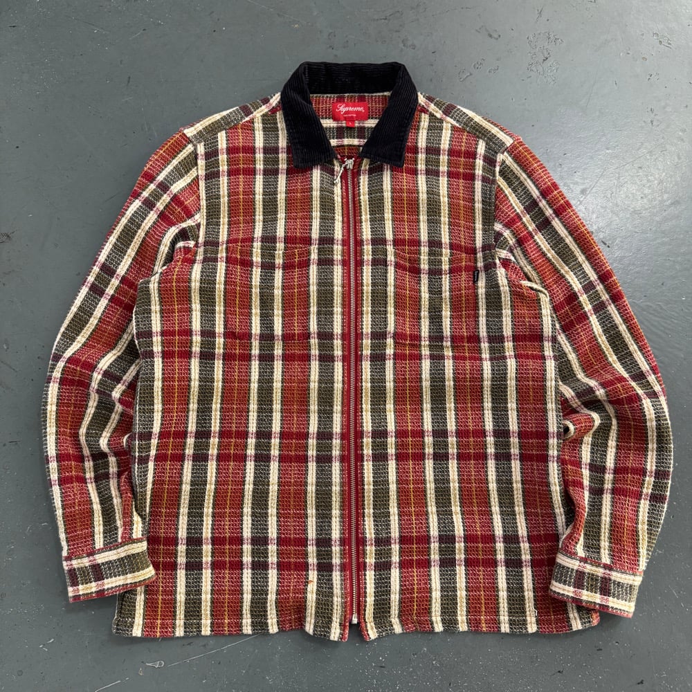 Image of Supreme Zip Up Flannel Shirt, size Large