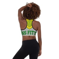 Image 3 of BOSSFITTED Grey Yellow Green and Black AOP Padded Sports Bra