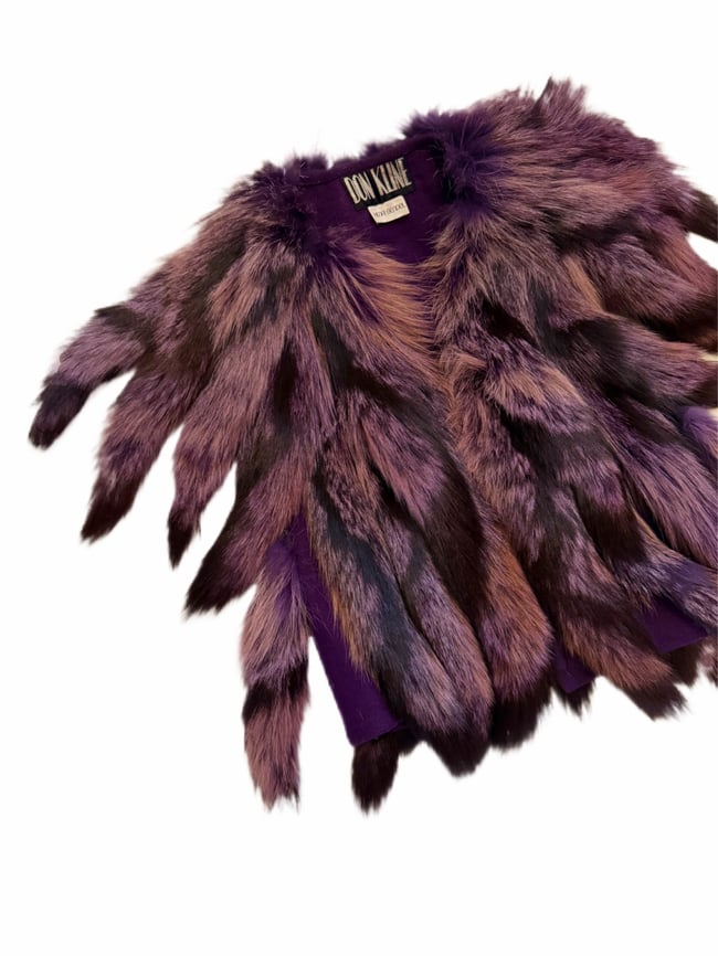 incredible early 70s purple fur foxtail vest waistcoat henri bendel couture 